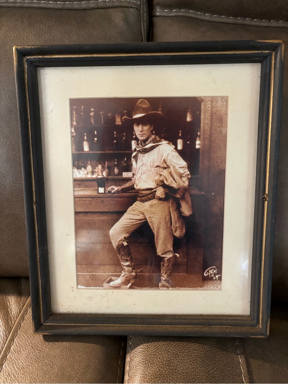 Vintage Witzel/Jones Hollywood Studio Works Cowboy Photo in Dark Wood Frame